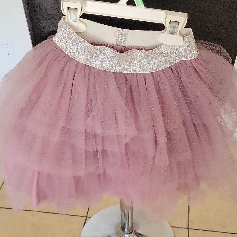 Girls' Dusty Rose Tulle Skirt with Sparkle Waistband